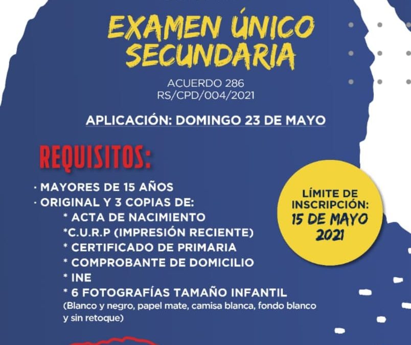 EXAMEN ÚNICO DE SECUNDARIA